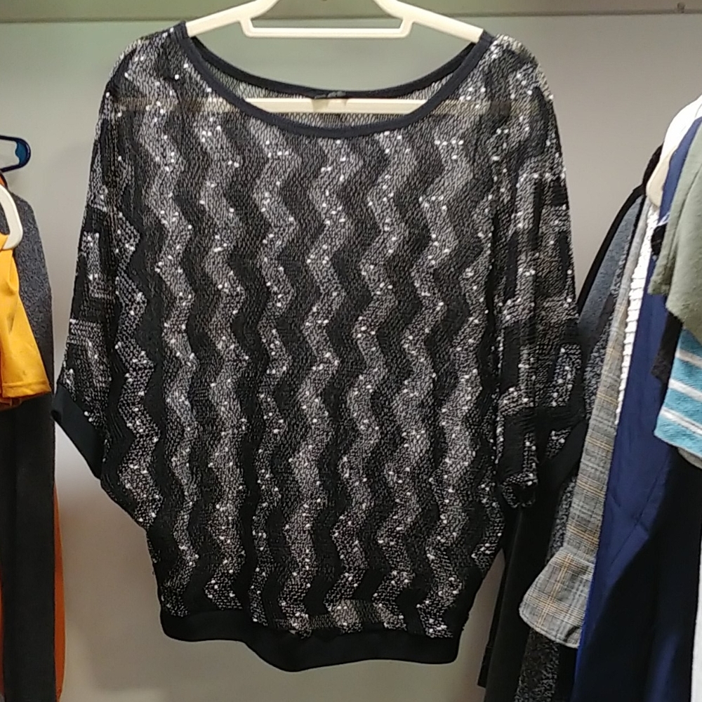 Sheer raglan sleeved top